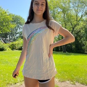 White shirt with rainbow